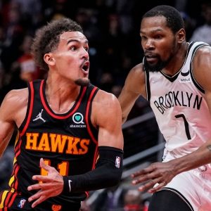 "STOP AND SAY PAUSE, KEVIN DURANT!": NBA Twitter explodes as the Nets star gets weirdly intimate with Trae Young in victory vs Hawks