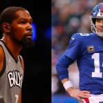 "Who recruited Kevin Durant harder, Texas or Golden State?": Eli Manning achieves perfect comedic timing as the Nets superstar appears on his late night show