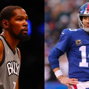 "Who recruited Kevin Durant harder, Texas or Golden State?": Eli Manning achieves perfect comedic timing as the Nets superstar appears on his late night show