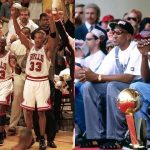 "As much as I admire Shawn Kemp's ability, I'm so happy that they didn't make that trade, Scottie Pippen is like a little brother to me": Michael Jordan addresses the media post winning the 1996 NBA championship