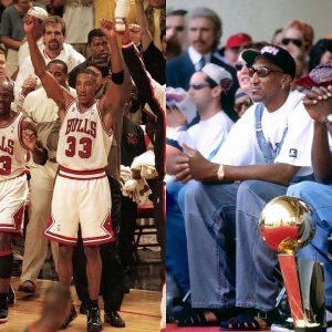 "As much as I admire Shawn Kemp's ability, I'm so happy that they didn't make that trade, Scottie Pippen is like a little brother to me": Michael Jordan addresses the media post winning the 1996 NBA championship