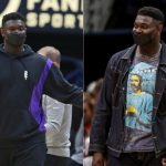 "Zion Williamson out here looking like Mount Zion": NBA Twitter reacts after the Pelicans star makes a courtside appearance looking more swole than ever