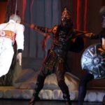 "Ron Dennis should go to jail for making Hamilton do this"– Watch Lewis Hamilton fly into theatre stage in McLaren F1 suit and does sword battle