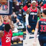 "Kyle Kuzma BAPTIZED Joel Embiid!!": NBA Twitter reacts as the Wizards' star puts the Sixers' MVP on a poster, and then blocks him not long after