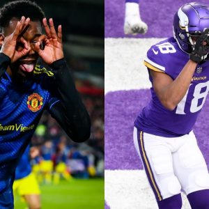 "Justin Jefferson needs to see this!": Manchester United youngster Anthony Elanga pulled out the 'Griddy' against Brentford and NFL fans are scrambling to get the Vikings star's attention