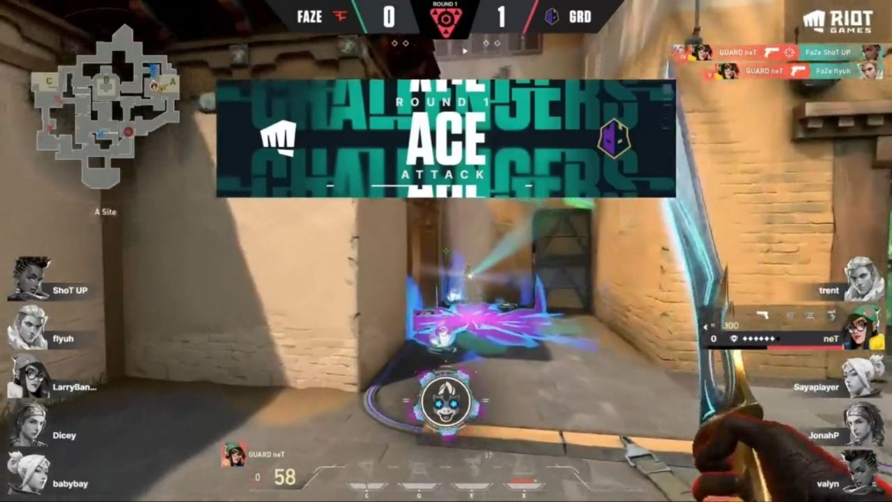 FaZe Vs Guard: Nets wins an insane 1v4 Ace against FaZe in the first round of the first map