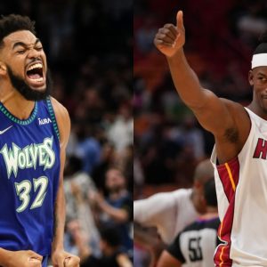 “Thank you Jimmy Butler, appreciate you!": Karl Anthony-Towns thanks the Miami Heat forward for leading the Timberwolves to the playoffs despite their issues off the court at the time