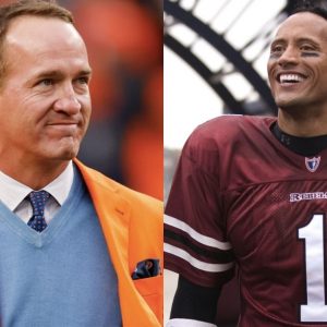 "You and The Rock have the same hairline Peyton Manning!": Eli Manning roasts his older brother and Dwayne Johnson for his hairstyle in Disney's 2007 film 'The Game Plan'