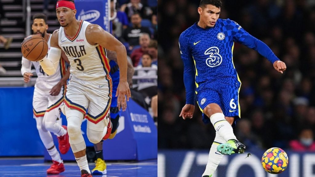 "OH THIAGO SILVAAAA!!!!!": New Orleans Pelicans guard Josh Hart cannot control his excitement as Chelsea defender Thiago Silva signs his contract renewal