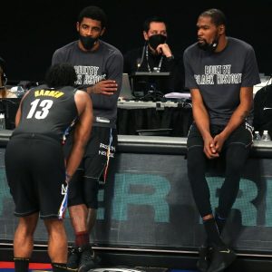 “They traded James Harden because he was eating all the NYC pizzas”: NBA Twitter hilariously trolls former Nets guard as news comes out that Kyrie Irving might play the home games in coming weeks