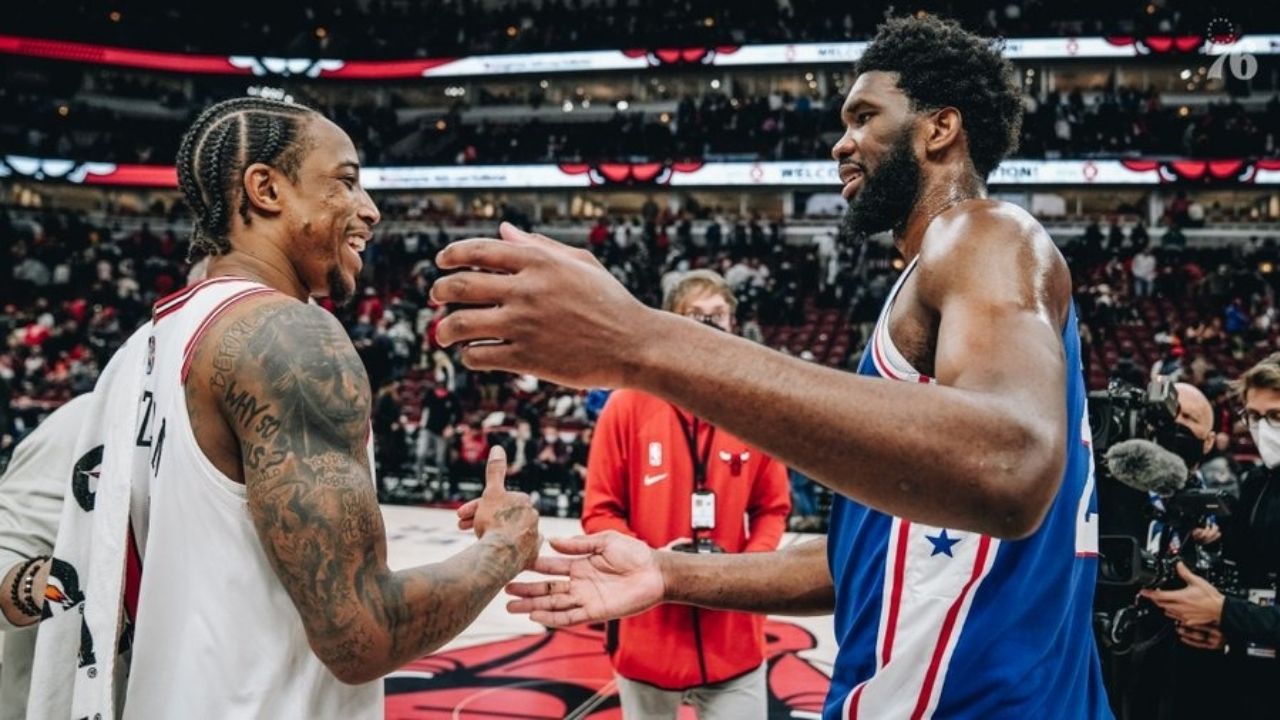 “The footwork and tough shots DeMar DeRozan takes reminds me of Kobe Bryant”: Joel Embiid lauds the Bulls star while drawing comparisons to the Lakers legend