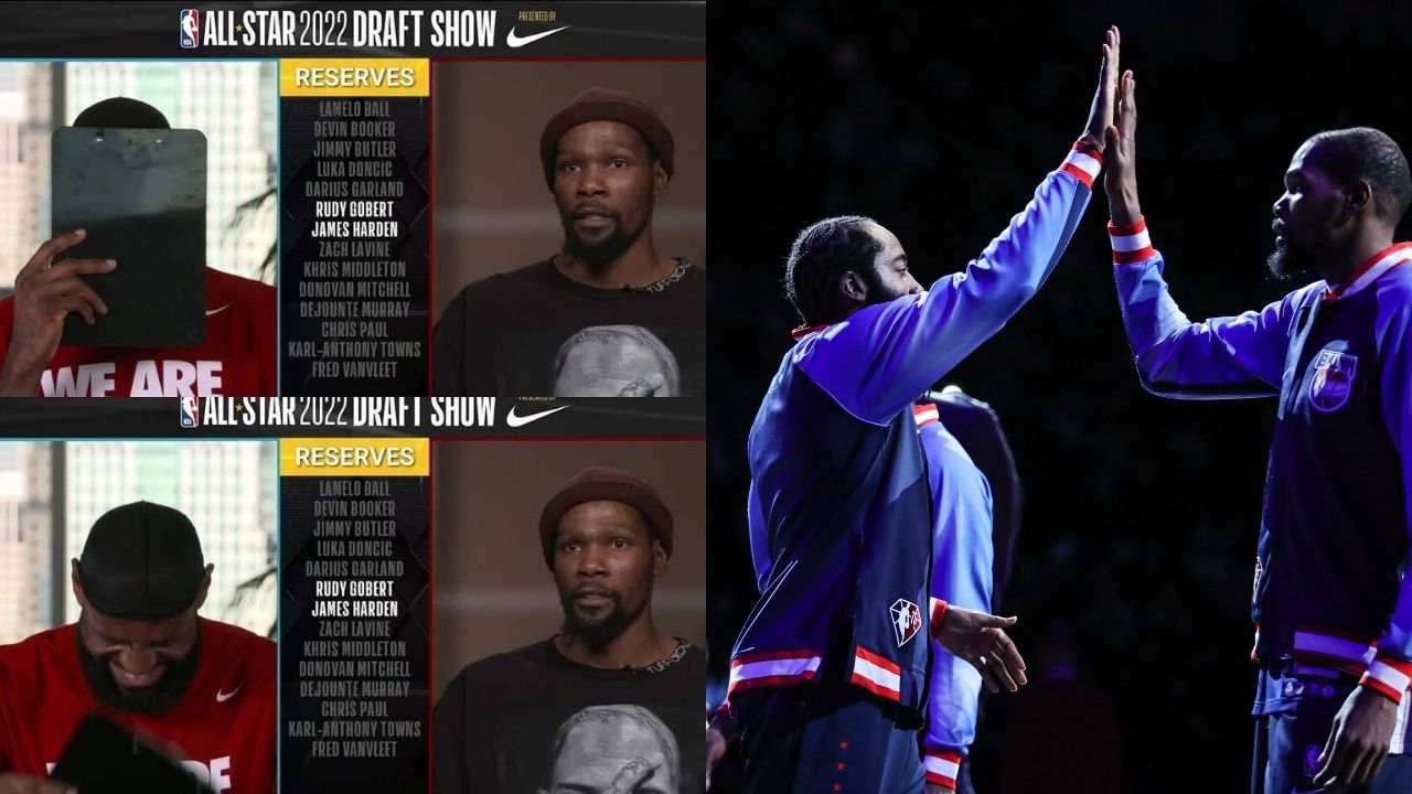 "Kevin Durant snubs James Harden ahead of the 2022 NBA All-Star game": The Nets superstar chooses Rudy Gobert over his former teammate, leaving everyone in splits on Inside the NBA, including LeBron James