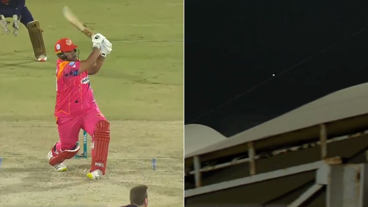 Biggest six in cricket history: Azam Khan thwacks 107m six off James Faulkner as ball lands at National Stadium roof