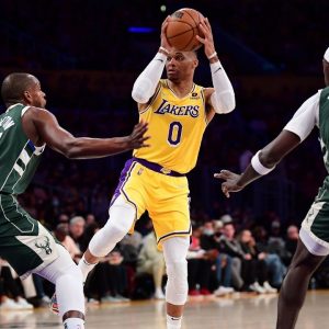"I told Anthony Davis and LeBron James that I wished I could help them!": Lakers' Russell Westbrook shares his chat with his teammates after he was seen consoling them during the blowout against the Bucks