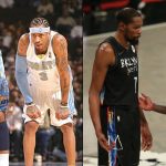 “Kevin Durant and Kyrie Irving get the ball first and they won’t ever give it back”: KD’s podcast host shockingly claims Carmelo Anthony and Allen Iverson remain scoreless in a 2v2