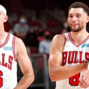 “That headband is sweaty as sh*t!”: Alex Caruso gets a warm welcome back from fellow Bulls teammates Zach LaVine and Tristan Thompson in win over Cavaliers