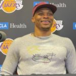 "Russell Westbrook, Father extraordinaire!" : The Lakers point guard cannot stop glowing about wearing his son's design on his sweater during his press conference