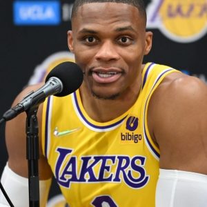 "I'm only one person, it's a team game, so I don't have an answer": Russell Westbrook storms out of a press conference as the Lakers fall to the 11th seed