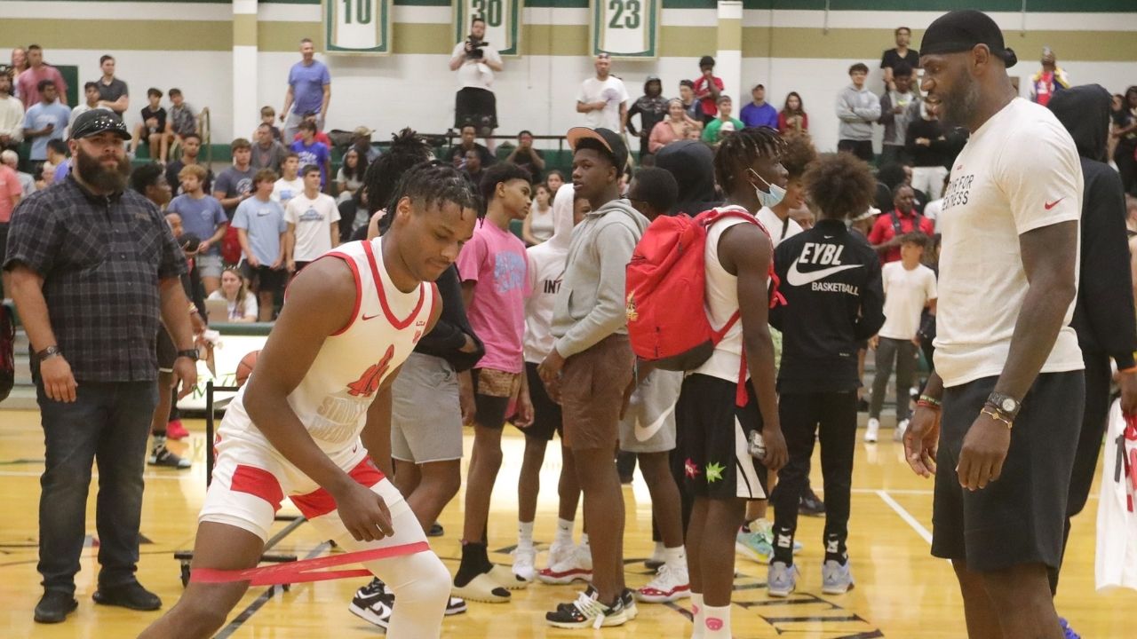 "The next king JAMES": NBA Twitter reacts to LeBron James reposting Bronny James' highlights from the NIKE EYBL