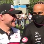 "That's gonna be turn 1"– Valtteri Bottas responds when Lewis Hamilton shoulder pushes him during an interview