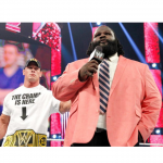 Mark Henry and John Cena at the fake retirement speech