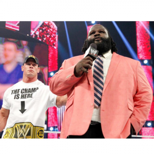 Mark Henry and John Cena at the fake retirement speech