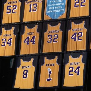 "Kareem Abdul-Jabbar on the receiving end of a poster from Jellybean Bryant": Footage of the Lakers legend getting dunked on by Kobe Bryant's father