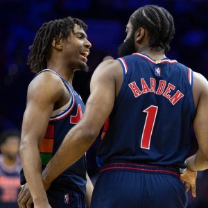 "James Harden, you're old yo!": How Tyrese Maxey roasted his Sixers teammate and 2018 NBA MVP following their blowout win in Game 1 vs Toronto Raptors