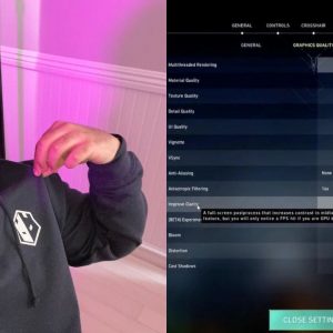 Guard Valyn Valorant settings: Gear, Mouse Sensitivity, Crosshair, Key binds, Graphics, Video Settings.