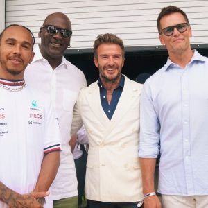 "Combined 13 championships in one moment"- F1 Twitter jubilates as Tom Brady shares moment with Michael Jordan, Lewis Hamilton & David Beckham