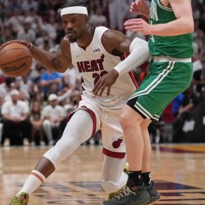 "LeBron James and Dwyane Wade have 2 games with 40-5-5, and Jimmy Butler has 3!": The Miami Heat superstar's helps push past the Boston Celtics to take the first game!