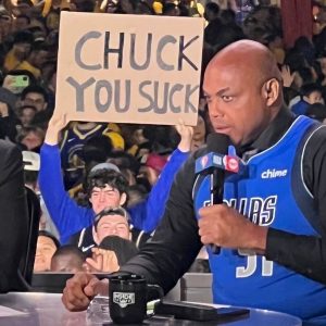 "CHUCK YOU SUCK": Warriors fans had a clear message for Charles Barkley rocking Mavs' Boban Marjanovic jersey
