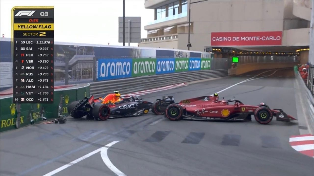 "Carlos Sainz is definitely getting a grid penalty"– Chaotic end to Qualifying by Sergio Perez gives Charles Leclerc pole position; Spanish Ferrari star to be reprimanded?