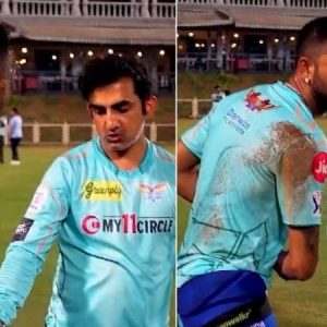 Gautam Gambhir was seen giving some batting tips to Lucknow's all-rounder Krunal Pandya during the training session.