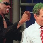 "Thought having Dennis Rodman's green hair would be goofy, but it looks alright!": When Bulls #91 color sprayed David Letterman's hair on National TV