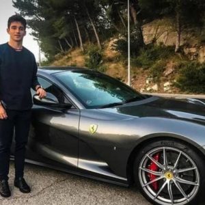 "Charles Leclerc with a $100 million Ferrari in central London"- Monegasque driver attending Ferrari launch event with several million dollar cars
