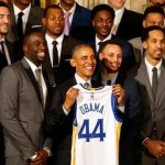 Nov 10, 2015; Washington, DC, USA; at President Barack Obama speaks at ceremony honoring the 2015 NBA champion Golden State Warriors on the South Lawn at the White House. Mandatory Credit: Geoff Burke-USA TODAY NETWORK