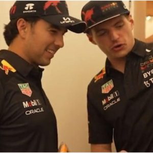 "Uncle Max Verstappen reporting for duty!"- Watch the Red Bull ace throw a surprise baby shower for Sergio Perez