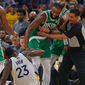 "Draymond Green got a podcast and lost his damn mind": Jaylen Brown sounds off on $60 million Warriors star making up a false narrative for their fight in the NBA Finals