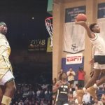 Savannah James’ ‘genetics go crazy’ post comparing the dunks 6ft 3” Bronny James and 6ft 9” LeBron James shows uncanny similarities in their skills
