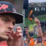"Who are you really thinking of burning?" - F1 Twitter reacts to Max Verstappen fan setting fire to Mercedes cap
