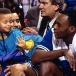 "C'mon Steph, you're shooting bricks!": Dell Curry took it to 2-year-old Steph Curry for missing shots on a baby hoop