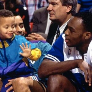"C'mon Steph, you're shooting bricks!": Dell Curry took it to 2-year-old Steph Curry for missing shots on a baby hoop