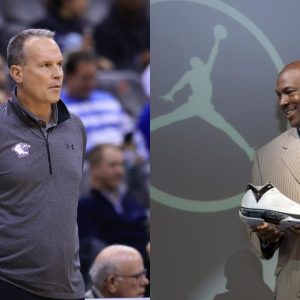 Billionaire Michael Jordan hilariously jammed a new pair of Air Jordans into 12-year-old Chris Collins' chest
