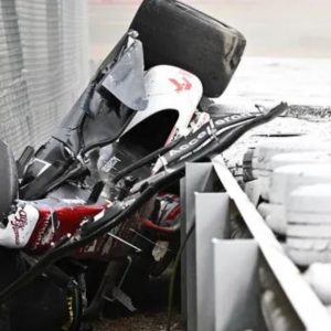 F1 cameraman runs away to avoid getting hit by Guanyu Zhou's crash at British GP