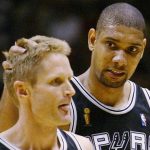A 37-year-old Steve Kerr with 4 three-pointers spearheaded a come back by Tim Duncan and Co. against the Mavericks in a close out 2003 WCF game