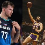 “Luka Doncic with the Kareem Abdul-Jabbar SKYHOOK”: The 6’7 Slovenian sensation effortlessly delivers the Lakers 7’2 legend’s shot in World Cup qualifiers