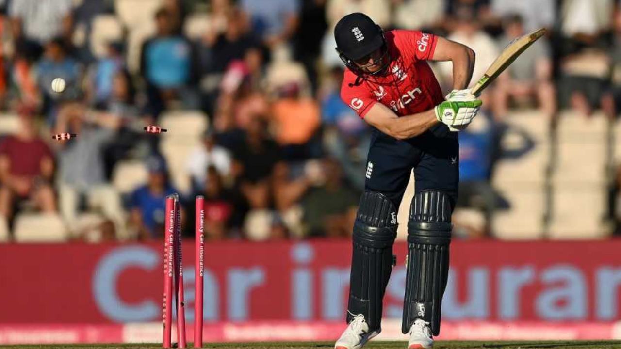 Jos Buttler wicket today: B Kumar castles Jos Buttler with an absolute jaffa in Southampton T20I