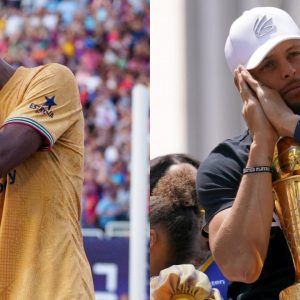 $33 million Ousmane Dembele emulates $160 million Stephen Curry's "night night" celebration after a dazzling performance