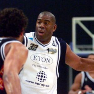 40-year-old Magic Johnson bought a franchise in Sweden and played 5 games for them, before they went bankrupt